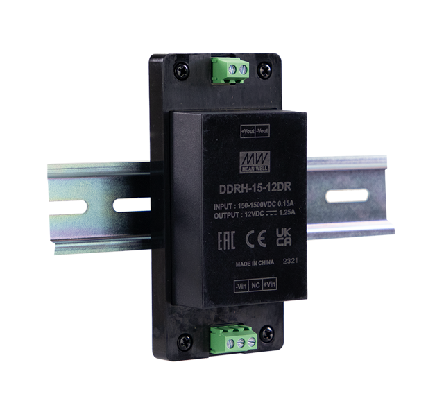 明緯電源DDRH-15系列150~1500Vdc超寬輸入DC-DC轉換器