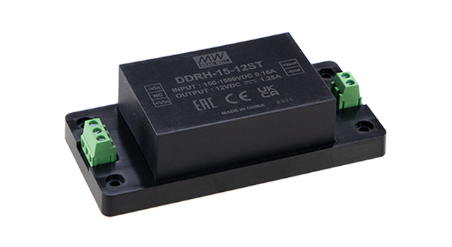 明緯電源DDRH-15系列150~1500Vdc超寬輸入DC-DC轉換器