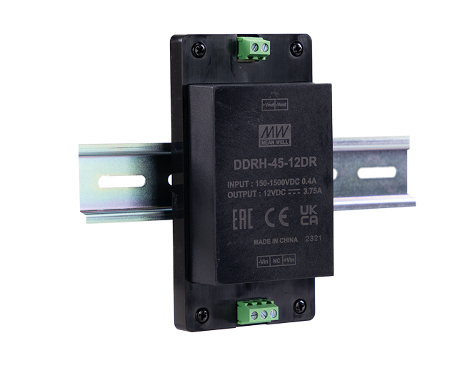 明緯電源DDRH-45系列150~1500Vdc超寬輸入DC-DC轉換器