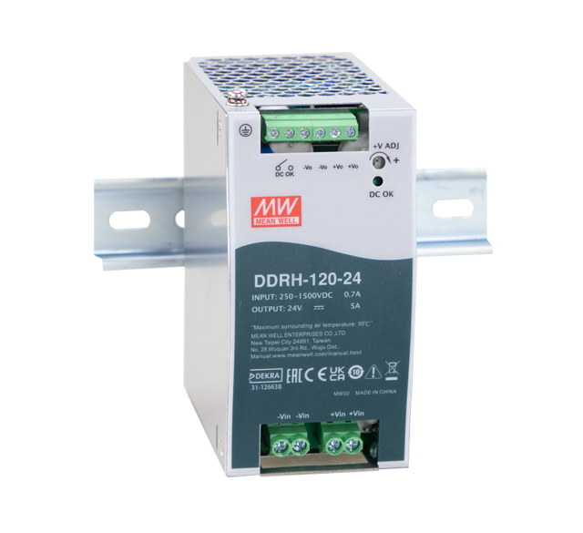 明緯電源DDRH-120系列250~1500Vdc超寬輸入DC-DC轉換器