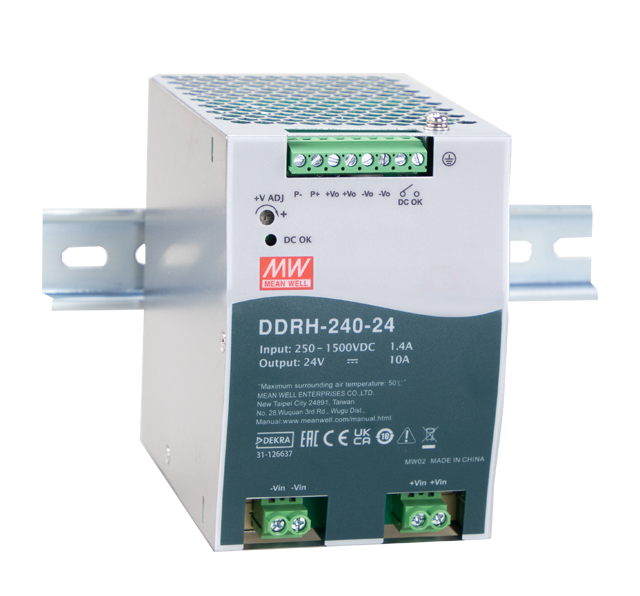 明緯電源DDRH-240系列250~1500Vdc超寬輸入DC-DC轉換器